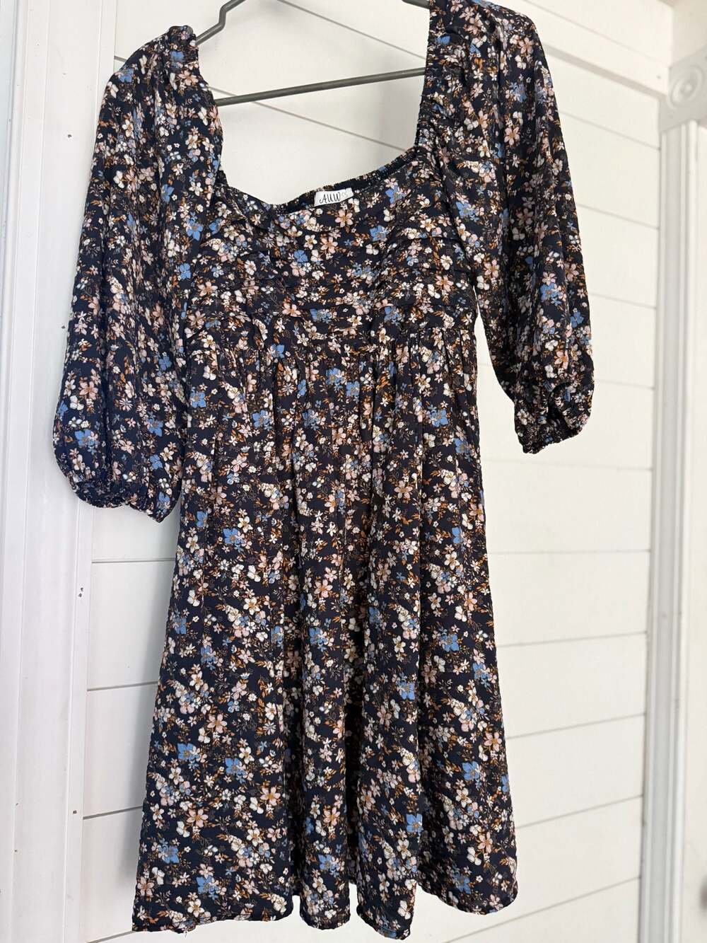 A.U.W. Navy Floral quarter Sleeve Dress